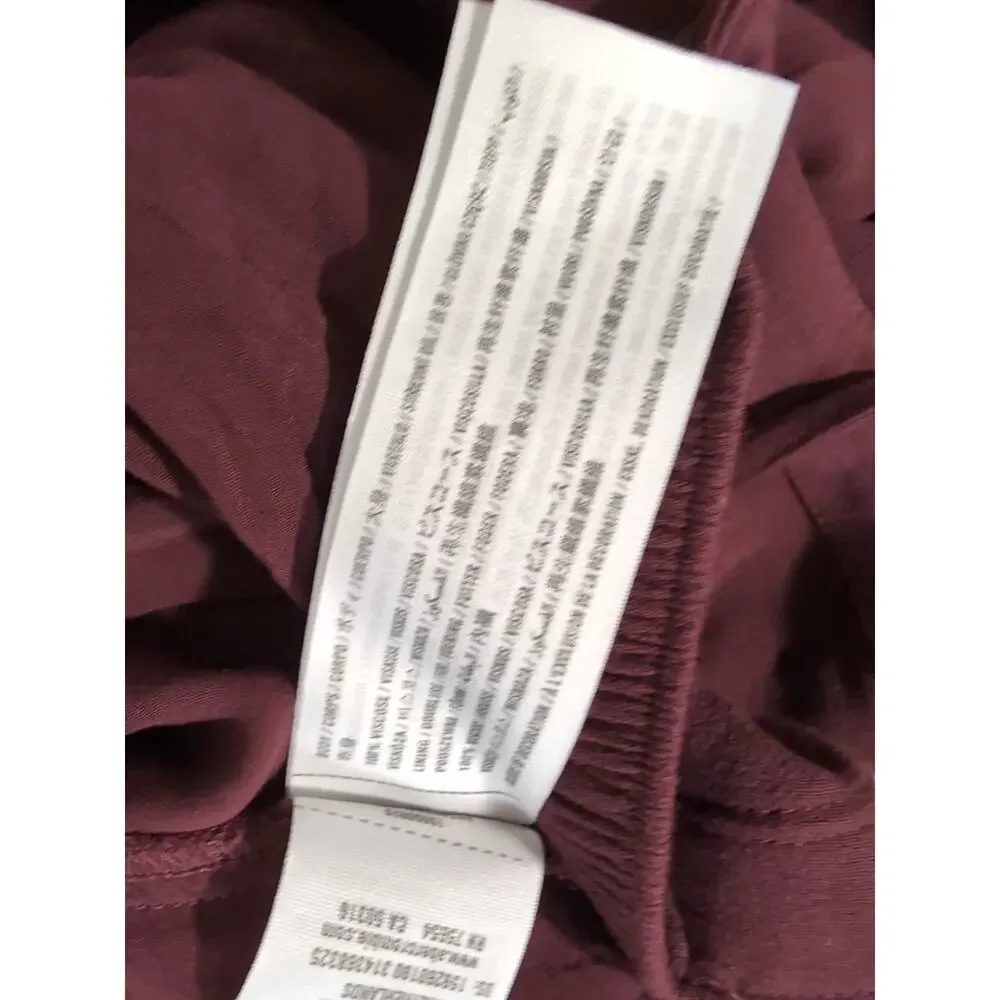 Abercrombie & Fitch Back Bow Tie Jumpsuit Burgundy Women's L Preppy Beach (973) - Picture 5 of 6